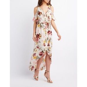 Charlotte Russe Floral Maxi Dress with Cold Shoulder